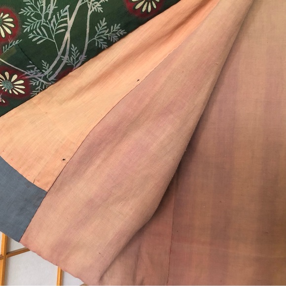 ❌SOLD Vintage Green Floral Cotton “Boro” Cropped Kimono Robe Jacket - Picture 8 of 13